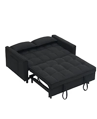 Maison Boucle Corduroy Loveseat Sofa Bed with Adjustable Backrest, Pull-Out Tufted Sleeper Couch for Small Spaces, Dorms, Apartments-Maison