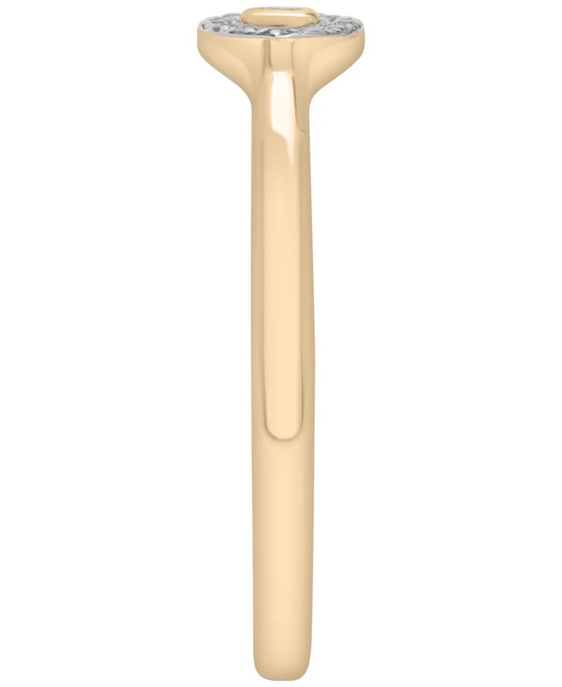 Wrapped Diamond Evil Eye Ring (1/20 ct. t.w.) in 10K Yellow Gold with White Rhodium