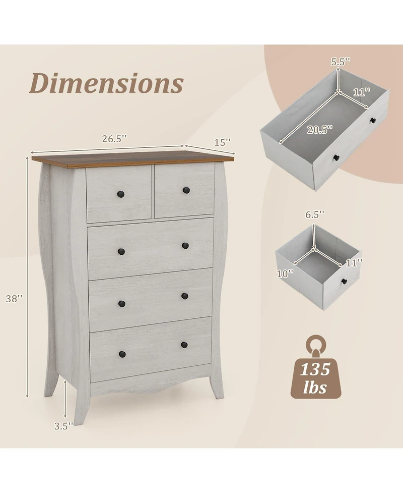 Volenca Dresser for Bedroom with 3 Folding Fabric Drawers and Anti-tipping Kit