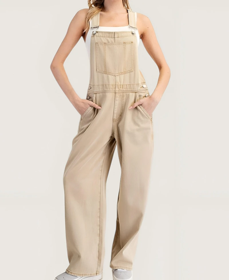 Modenaire Women's Wide Leg Adjustable Overalls