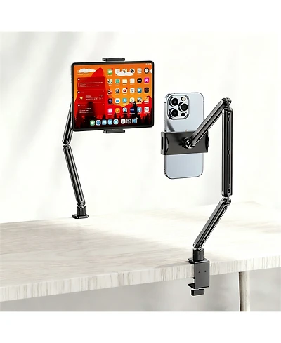 Urmust Tablet Stand for Desk, Adjustable iPad Holder Clamp Mount, 360° Rotation, Sturdy Aluminum Tablet Arm Mount for 4.7"-13" Device