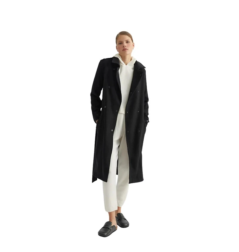 Labeca London Us Women's Black Wool Trench Coat - M /