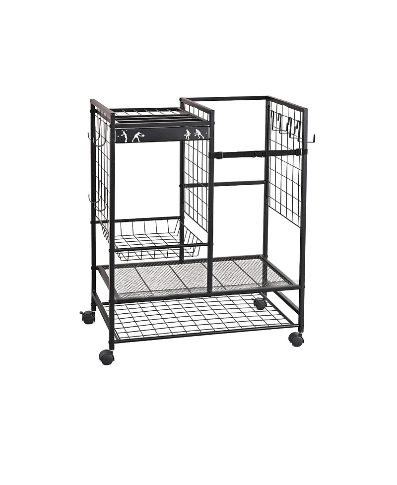 Mythinglogic Tennis Rack Organizer: All-in-One Storage for Bags, Balls, Rackets & Gear