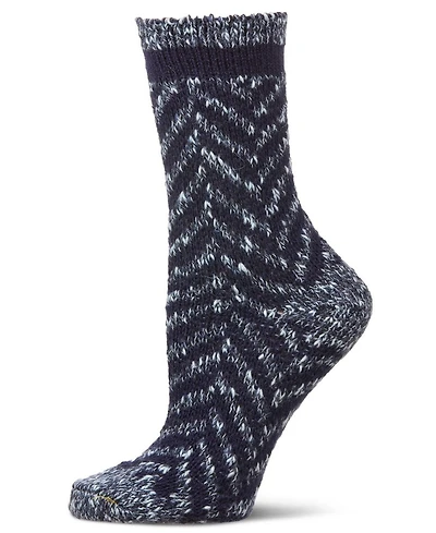 MeMoi Women's Classic Chevron Warm & Cozy Cotton Blend Crew Sock