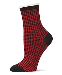 MeMoi Women's Houndstooth Lace Cuff Crew Socks