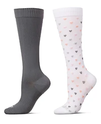 Wellfit Women's 2 Pair Pack Hearts/ Solid Compression Socks