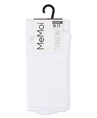 MeMoi Women's 2 Pair Pack Thin Ribbed Crew Socks