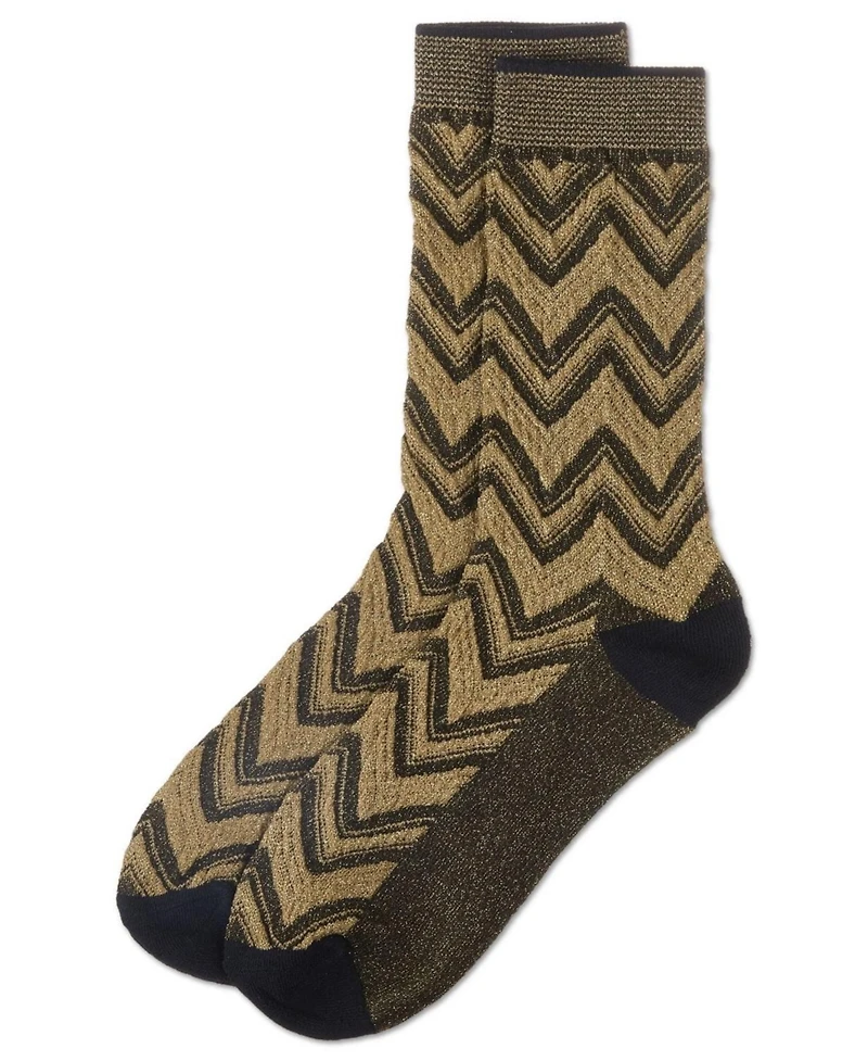 MeMoi Women's Shimmer Chevron Crew Socks