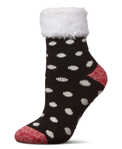 MeMoi Women's Polka Dot Plush Cabin Sock