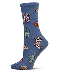 MeMoi Women's Spooky Western Holiday Crew Socks