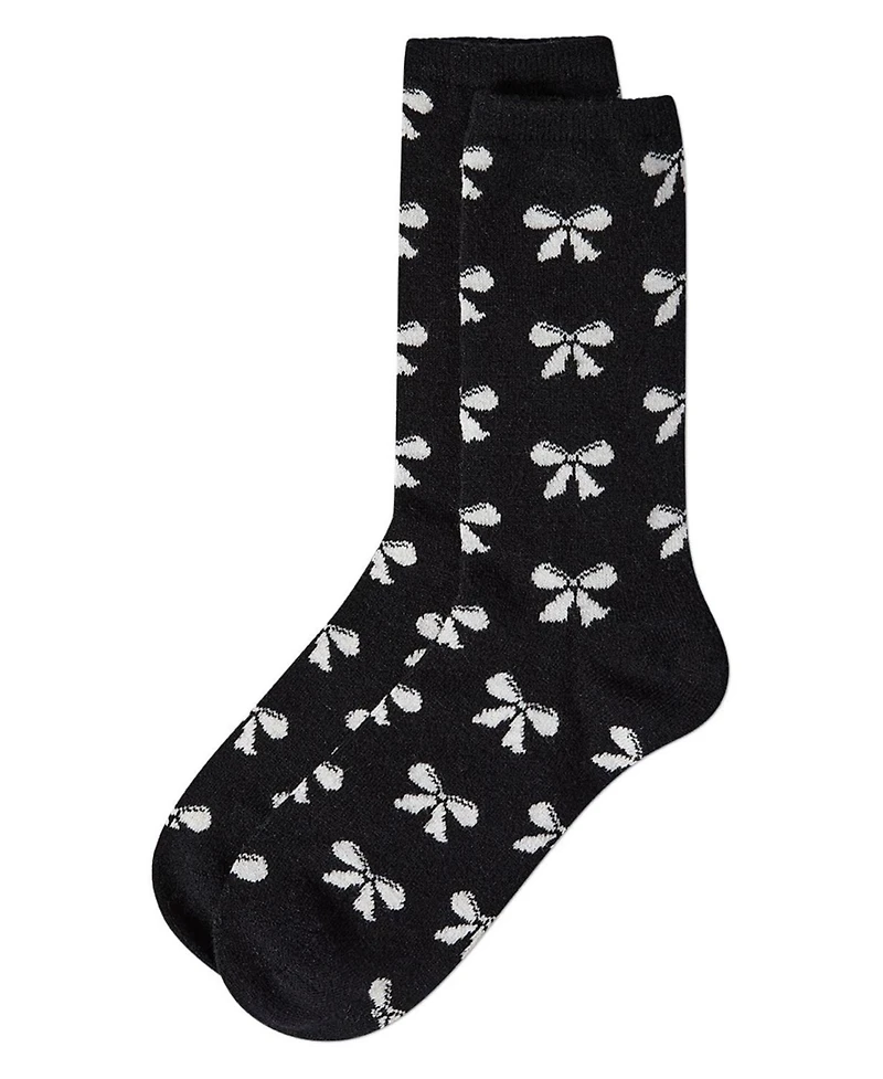 MeMoi Women's "Bows" Cashmere Blend Crew Sock