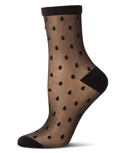 MeMoi Women's Sheer-All-Over Polka Dot Ankle Sock