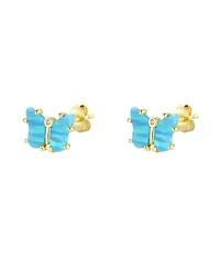 Kamaria Butterfly Earrings with Lab-Grown Opal 14k Gold Plated Sterling Silver