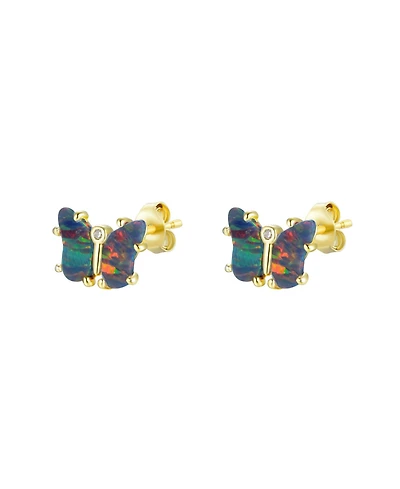 Kamaria Butterfly Earrings with Lab-Grown Opal 14k Gold Plated Sterling Silver