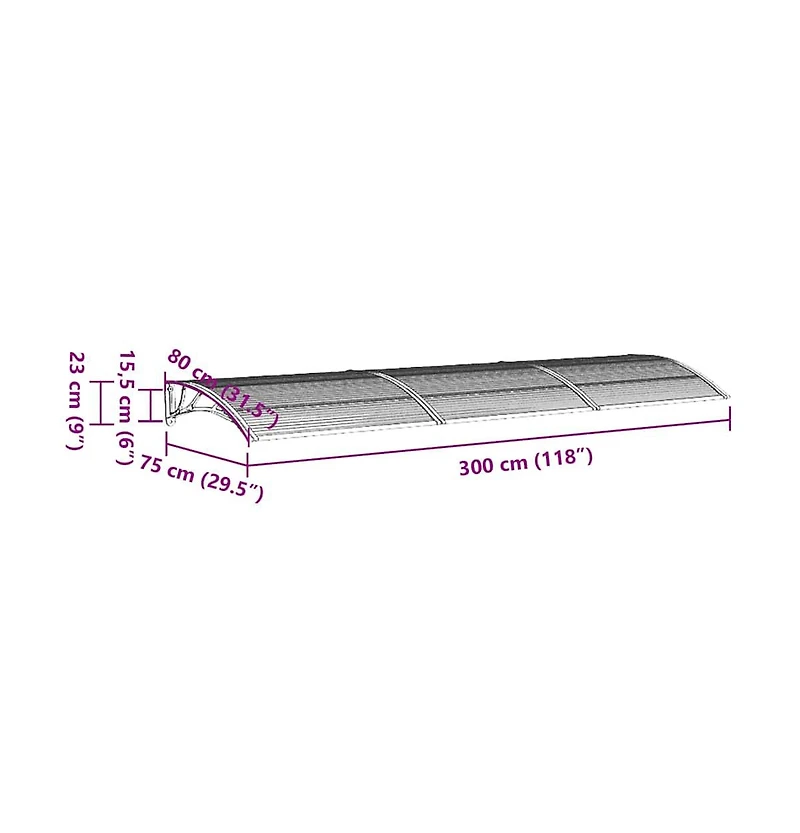 Door Canopy Black Polycarbonate 118.1 x 29.5 in Durable