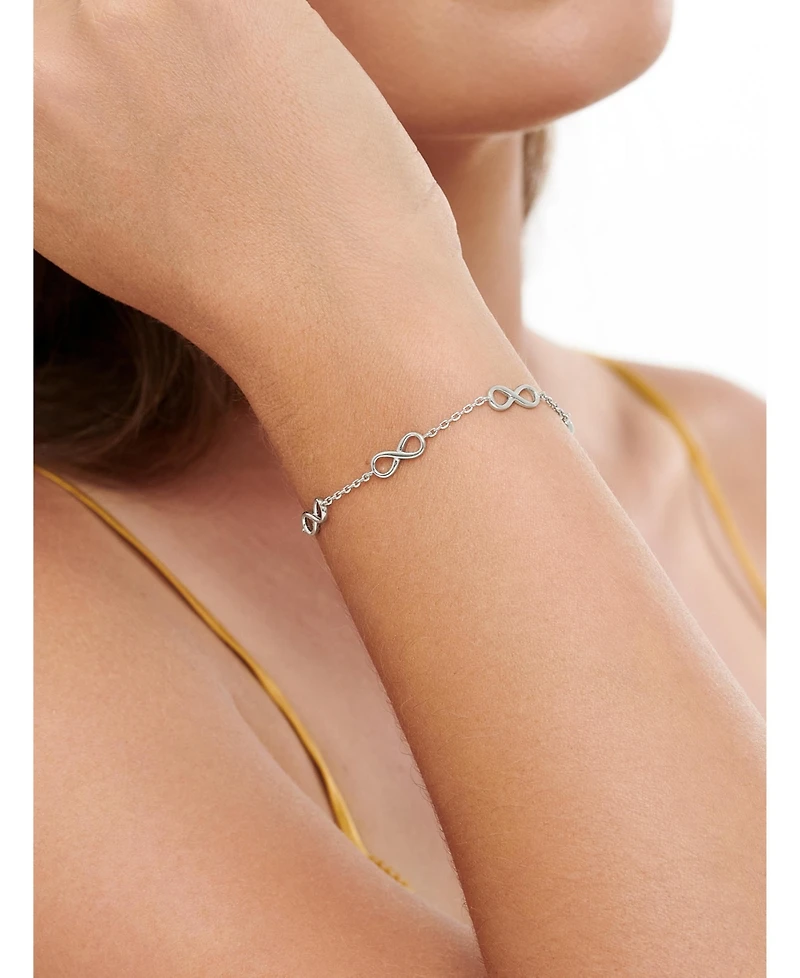 Devata Infinity Chain Bracelet in Rhodium Plated Sterling Silver