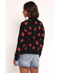 Petal and Pup Women's Judson Strawberry Knit Cardigan - Black