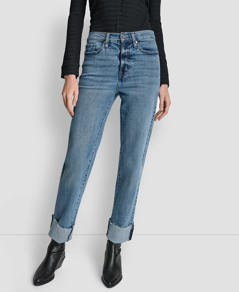 Dkny Jeans Women's High-Rise Classic Cuffed Straight-Leg
