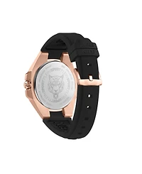 Plein Sport Mens Tigermaster 3 Hand Date Quartz Black Silicone Strap 47mm