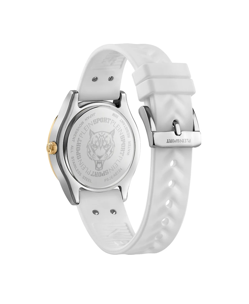 Plein Sport Womens Eclipse 3 Hand Quartz White Silicone Strap 36MM