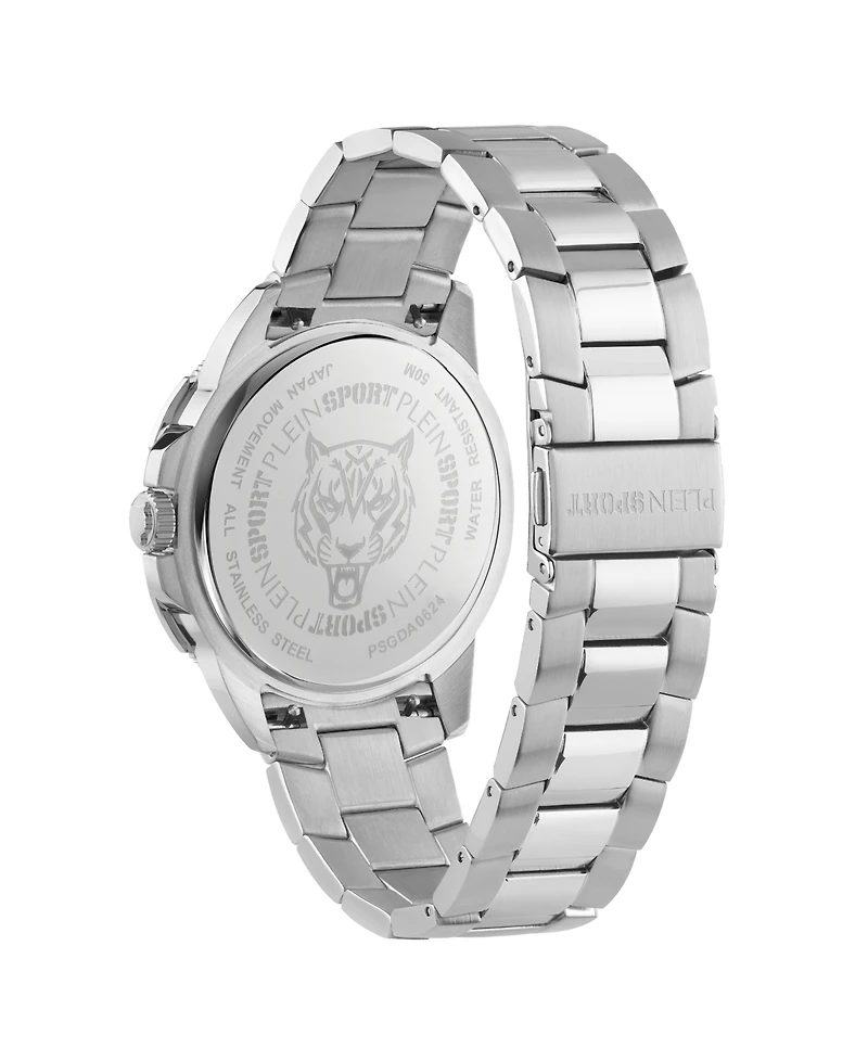 Plein Sport Mens Rampage 3 Hand Date Quartz Stainless steel Bracelet 44MM