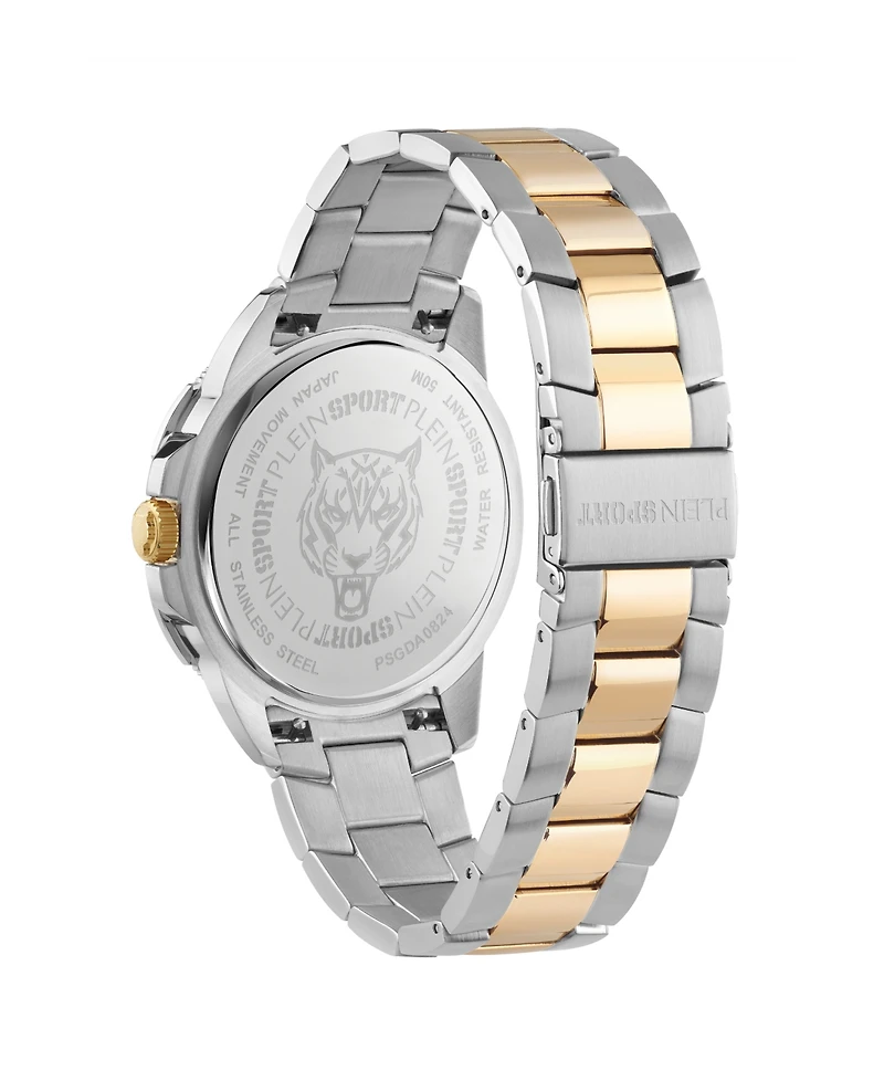 Plein Sport Mens Rampage 3 Hand Date Quartz Two Tone Bracelet 44MM