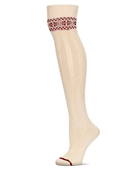 MeMoi Women's Fair Isle Border Wool Blend Over The Knee Warm Sock