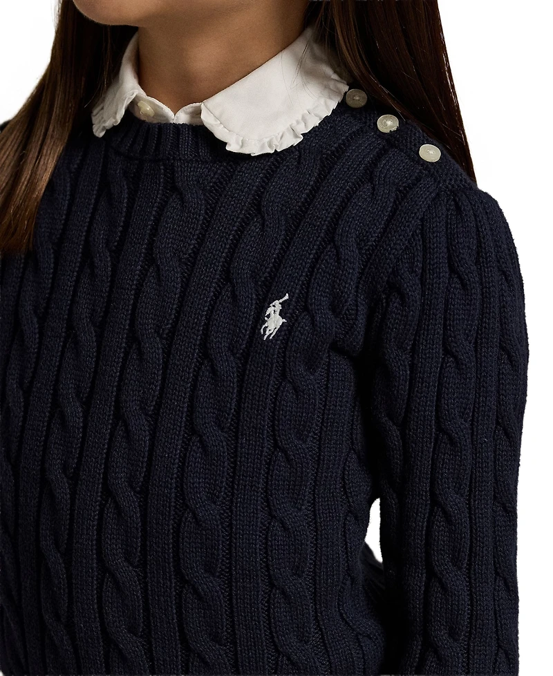 Polo Ralph Lauren Girls 2T-6X Crewneck Cable Knit Sweater