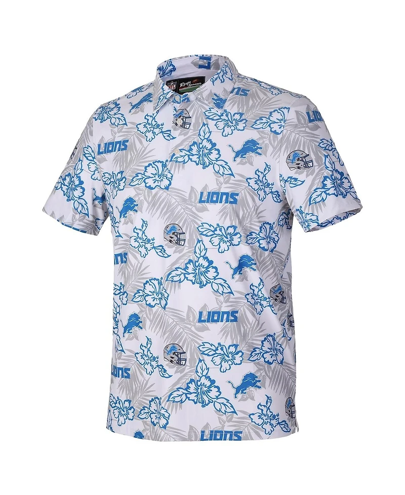 Reyn Spooner Men's White Detroit Lions Pua Performance Game Day Polo Shirt