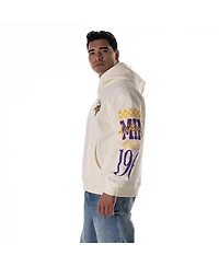 The Wild Collective Men's and Women's Cream Minnesota Vikings Stacked Graphic Sleeve Fleece Hoodie
