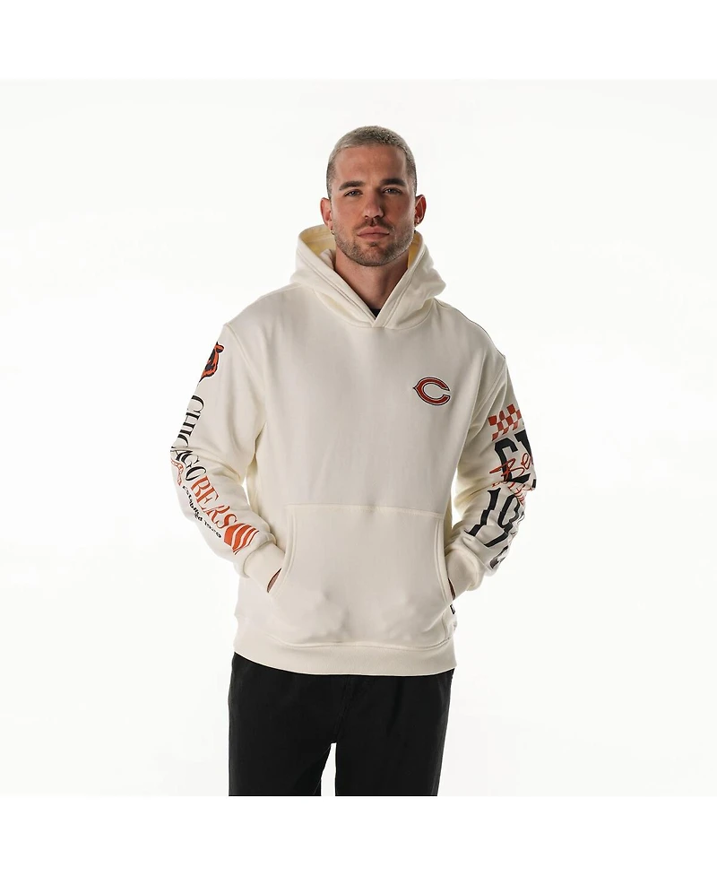 The Wild Collective Men's and Women's Cream Chicago Bears Stacked Graphic Sleeve Fleece Hoodie