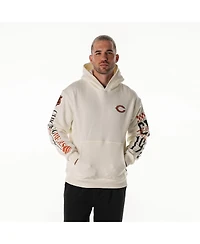 The Wild Collective Men's and Women's Cream Chicago Bears Stacked Graphic Sleeve Fleece Hoodie