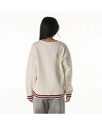 The Wild Collective Women's Cream Washington Commanders Oversized Vintage French Terry Sweatshirt