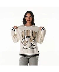 The Wild Collective Women's Cream New Orleans Saints Oversized Vintage French Terry Sweatshirt