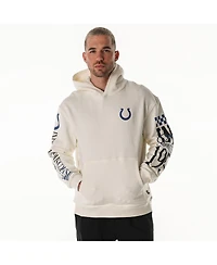 The Wild Collective Men's and Women's Cream Indianapolis Colts Stacked Graphic Sleeve Fleece Hoodie