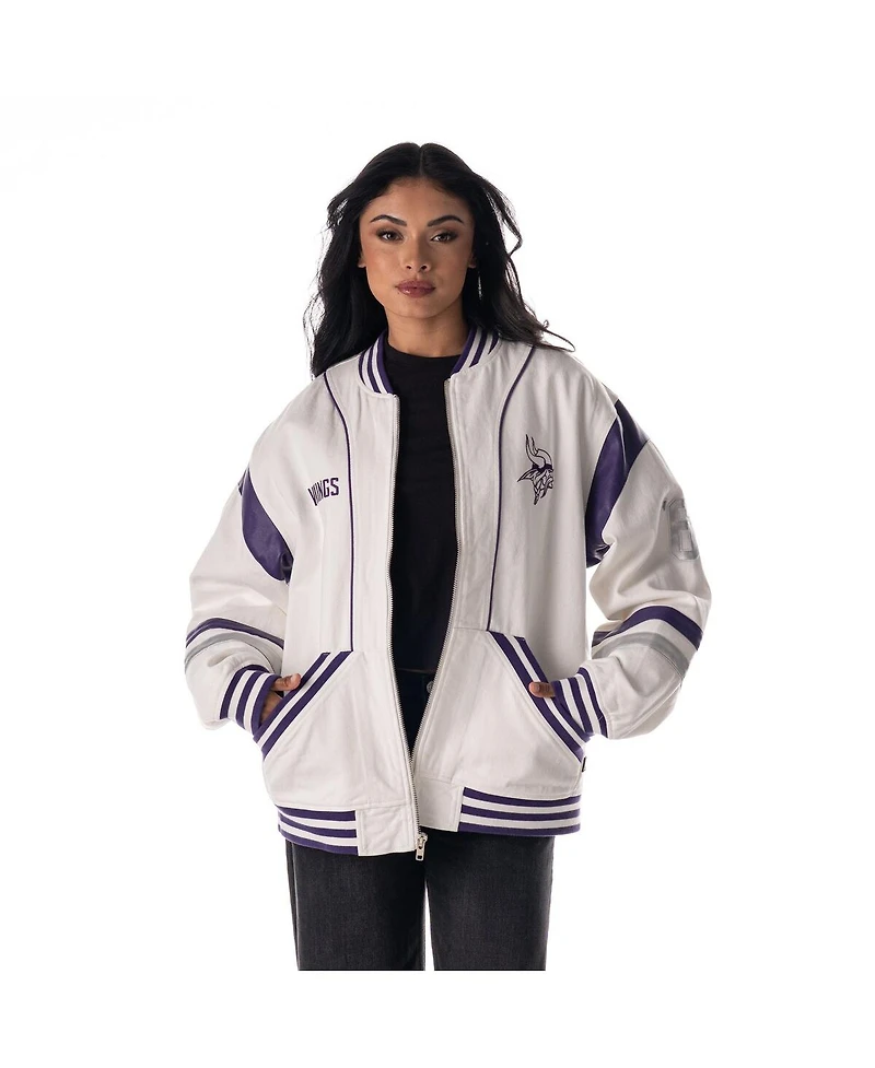 The Wild Collective Men's and Women's White Minnesota Vikings Oversized Retro Full-Zip Jacket
