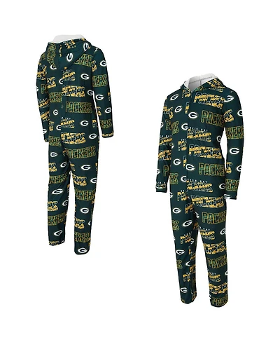 Concepts Sport Men's Green Bay Packers Shuffle All-Over-Print Microfleece Full-Zip Union Suit