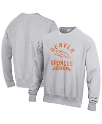 Champion Men's Heather Gray Denver Broncos Reverse Weave Fleece Pullover Sweatshirt