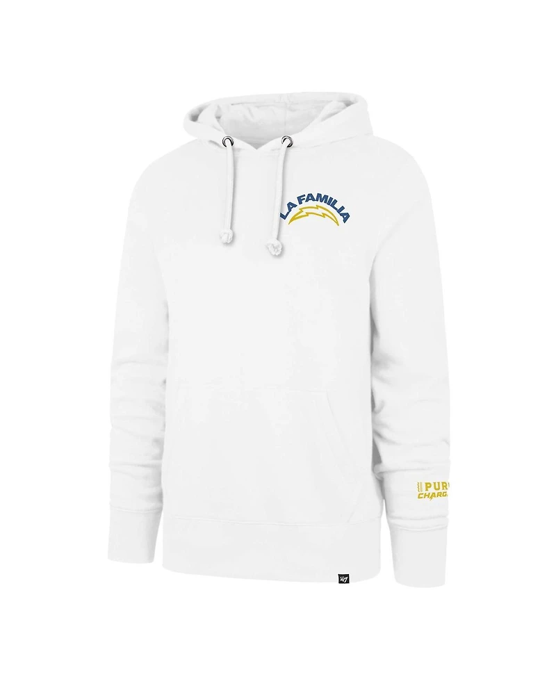 '47 Brand Men's White Los Angeles Chargers La Familia Headline Pullover Hoodie