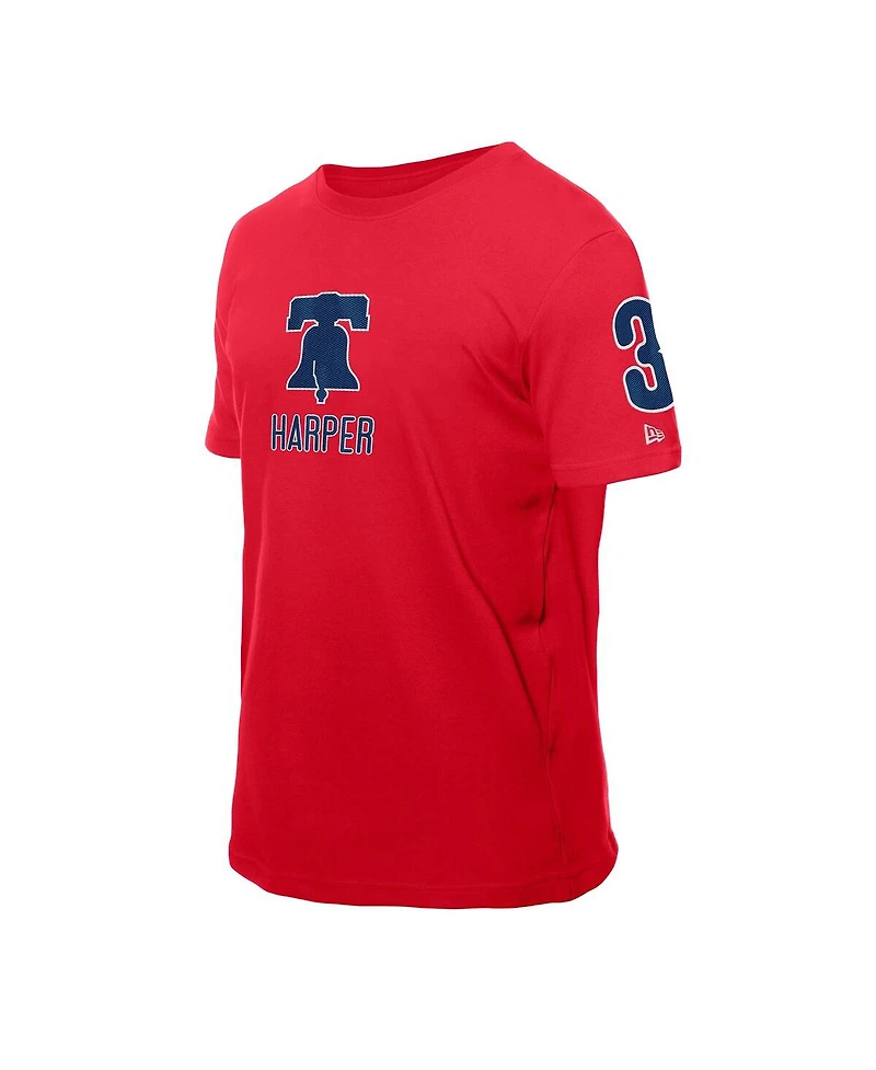 New Era Men's Bryce Harper Red Philadelphia Phillies Design Lab Name Number T-Shirt