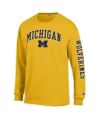 Champion Men's Maize Michigan Wolverines Arch Over Logo 2-Hit Long Sleeve T-Shirt