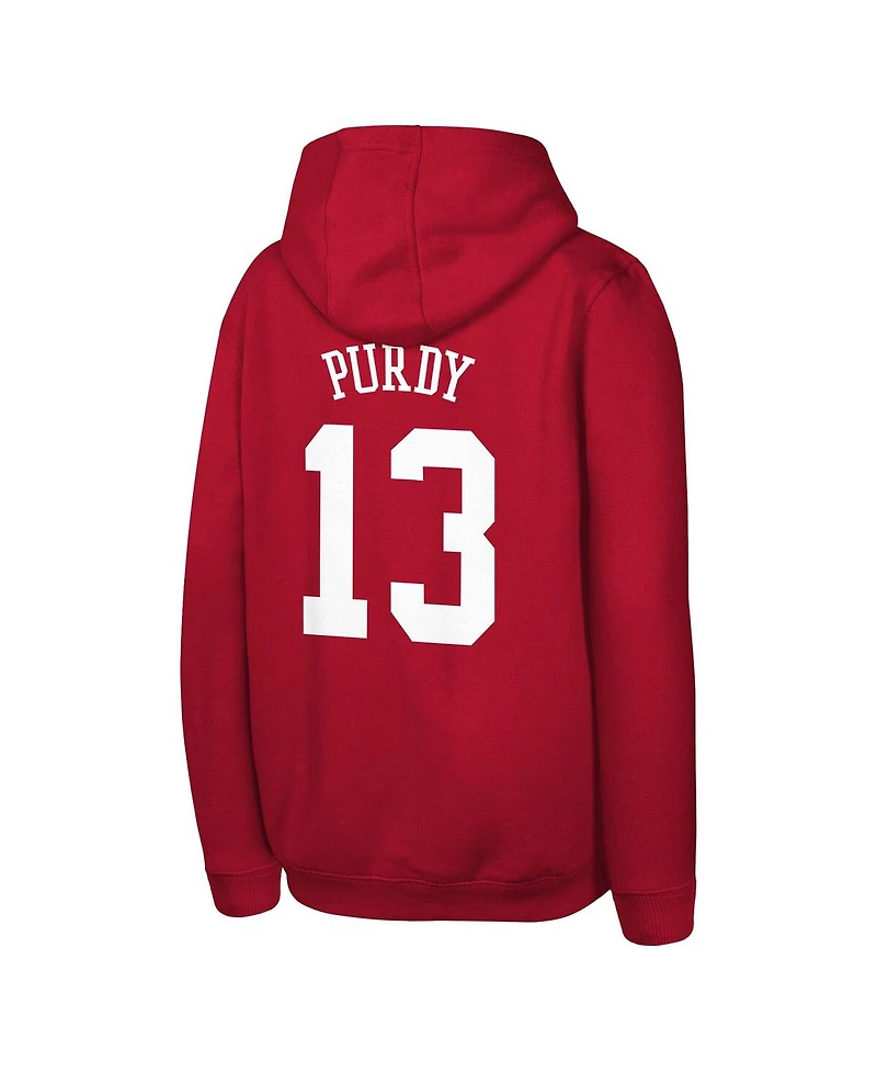Outerstuff Big Boys and Girls Brock Purdy Scarlet San Francisco 49ers Mainliner Player Name Number Hoodie