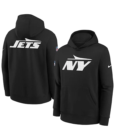 Nike Big Boys and Girls Black New York Jets Sideline Club Fleece Hoodie