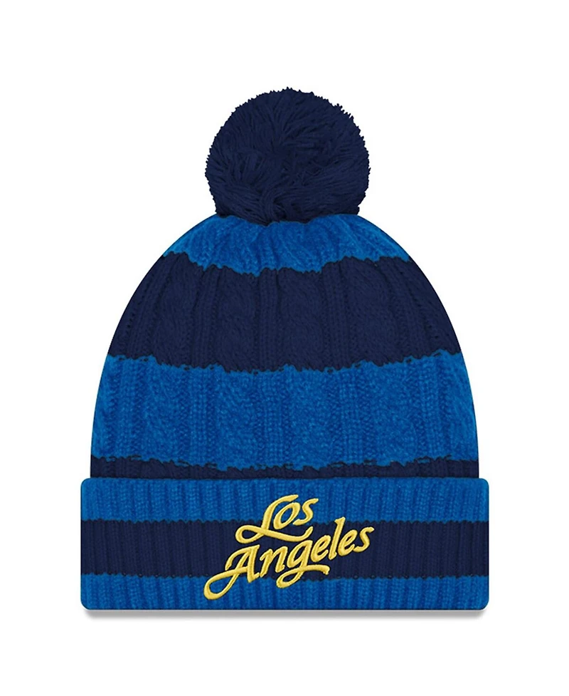 New Era Women's Midnight Blue Los Angeles Rams 2025 Rivalries Collection Braided Cuffed Pom with Knit Hat