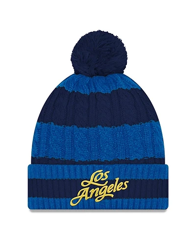 New Era Women's Midnight Blue Los Angeles Rams 2025 Rivalries Collection Braided Cuffed Pom with Knit Hat
