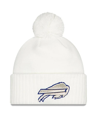 New Era Big Boys and Girls White Buffalo Bills 2025 Rivalries Collection Sideline Cuffed Pom with Knit Hat