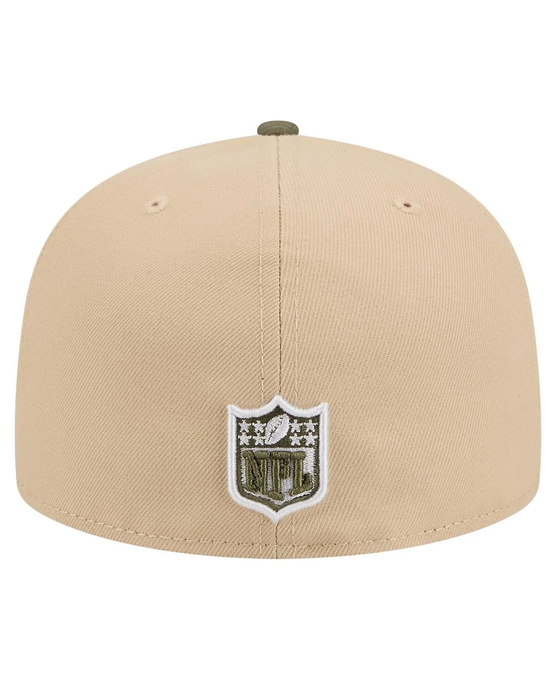 New Era Men's Light Beige/Olive Minnesota Vikings Color Pack A-Frame 59FIFTY Fitted Hat