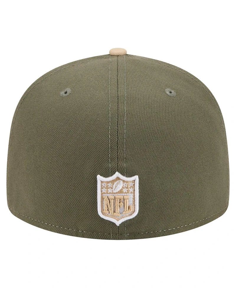 New Era Men's Light Beige/Olive Baltimore Ravens Color Pack Split Panel 59FIFTY Fitted Hat