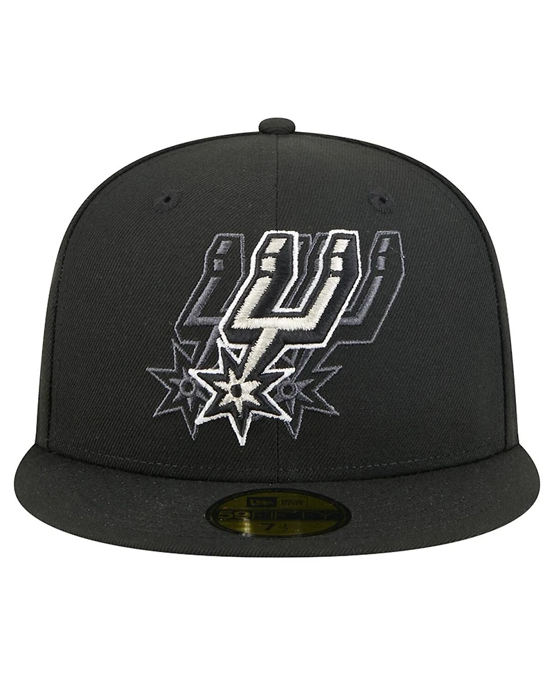 New Era Men's Black San Antonio Spurs Tri-Hit 59Fifty Fitted Hat
