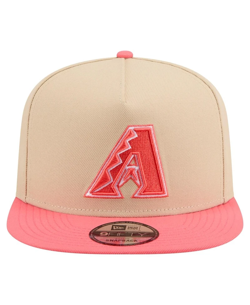 New Era Men's Light Beige/Coral Arizona Diamondbacks Color Pack A-Frame 9FIFTY Snapback Hat
